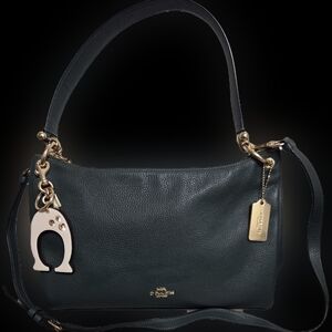 Coach Dark Green Shoulder Bag with Gold Accents